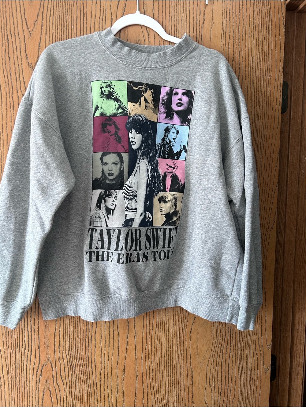 Taylor Swift Gray Crewneck Sweatshirt with Multicolor Tour Photo Grid